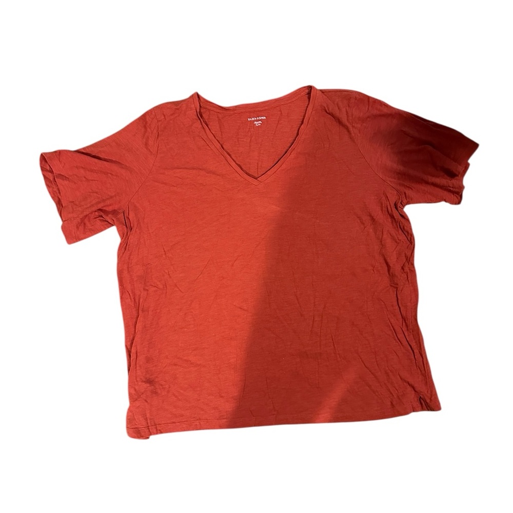 Eileen Fisher V-Neck Short Sleeve Tee - Rust Orange